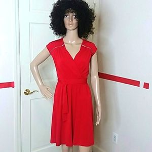Calvin Klein Womens Red Dress with Silver Zippers Size 6 New With Tags
